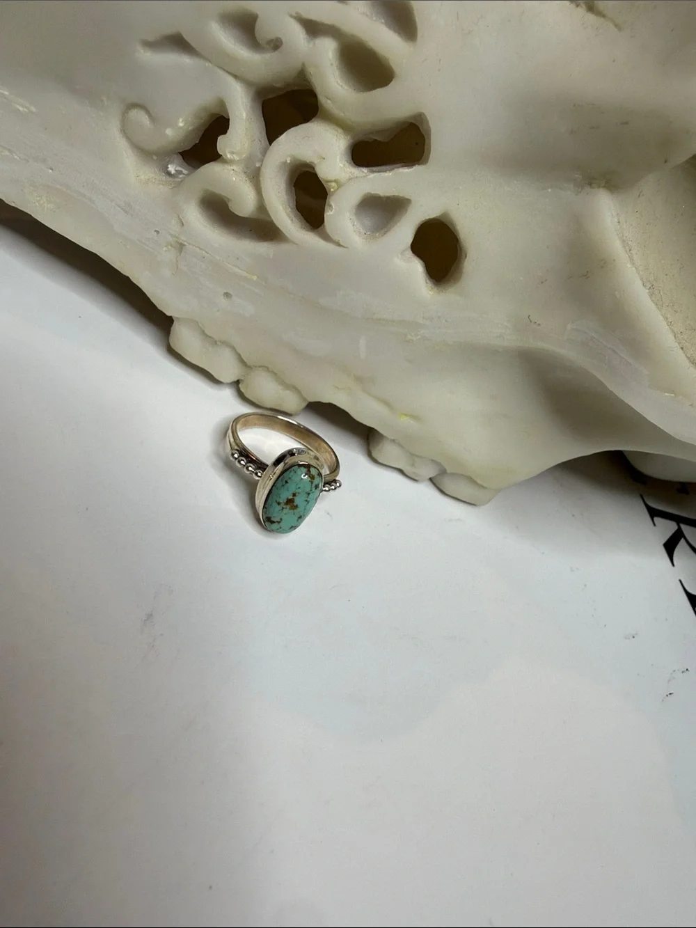 Sterling Silver Turquoise Oval Ring Size 6.5